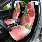 New Zealand Fantail Car Seat Cover Maori Koru With Pohutukawa Flowers - Aussie Hoodie