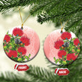 New Zealand Fantail Ceramic Ornament Maori Koru With Pohutukawa Flowers