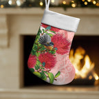 New Zealand Fantail Christmas Stocking Maori Koru With Pohutukawa Flowers
