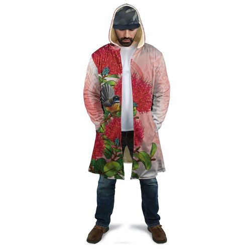 New Zealand Fantail Cloak Maori Koru With Pohutukawa Flowers - Aussie Hoodie