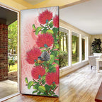 New Zealand Fantail Door Cover Maori Koru With Pohutukawa Flowers - Aussie Hoodie