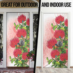 New Zealand Fantail Door Cover Maori Koru With Pohutukawa Flowers - Aussie Hoodie