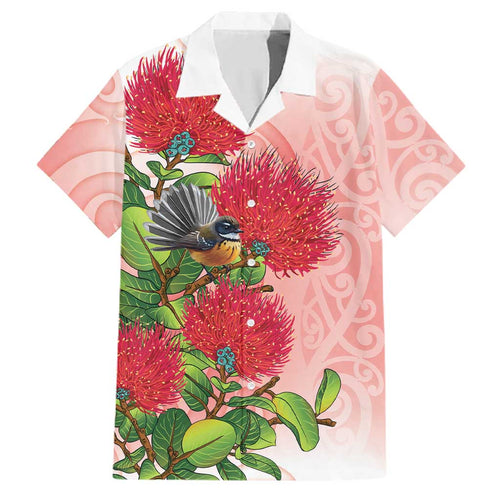 New Zealand Fantail Family Matching Mermaid Dress and Hawaiian Shirt Maori Koru With Pohutukawa Flowers