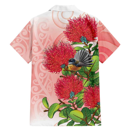 New Zealand Fantail Family Matching Mermaid Dress and Hawaiian Shirt Maori Koru With Pohutukawa Flowers