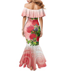 New Zealand Fantail Family Matching Mermaid Dress and Hawaiian Shirt Maori Koru With Pohutukawa Flowers