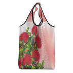 New Zealand Fantail Grocery Bag Maori Koru With Pohutukawa Flowers - Aussie Hoodie