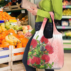 New Zealand Fantail Grocery Bag Maori Koru With Pohutukawa Flowers - Aussie Hoodie