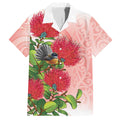 New Zealand Fantail Hawaiian Shirt Maori Koru With Pohutukawa Flowers - Aussie Hoodie