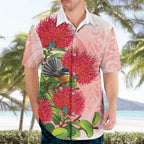 New Zealand Fantail Hawaiian Shirt Maori Koru With Pohutukawa Flowers - Aussie Hoodie