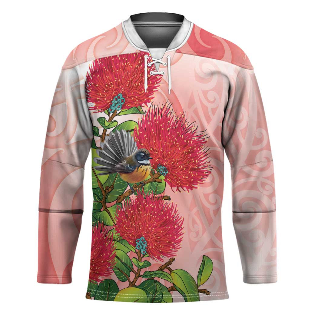New Zealand Fantail Hockey Jersey Maori Koru With Pohutukawa Flowers - Aussie Hoodie