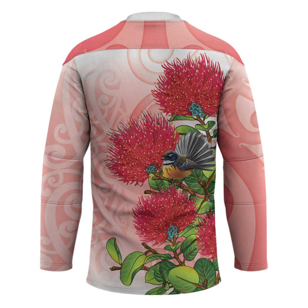 New Zealand Fantail Hockey Jersey Maori Koru With Pohutukawa Flowers - Aussie Hoodie