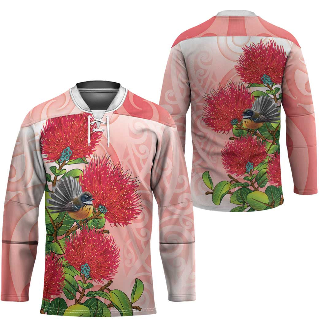 New Zealand Fantail Hockey Jersey Maori Koru With Pohutukawa Flowers - Aussie Hoodie