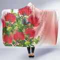New Zealand Fantail Hooded Blanket Maori Koru With Pohutukawa Flowers - Aussie Hoodie