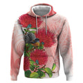 New Zealand Fantail Hoodie Maori Koru With Pohutukawa Flowers - Aussie Hoodie