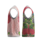 New Zealand Fantail Christmas Knitted V-Neck Vest Maori Koru With Pohutukawa Flowers
