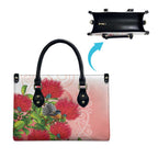 New Zealand Fantail Leather Bag Maori Koru With Pohutukawa Flowers - Aussie Hoodie