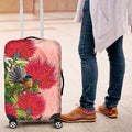 New Zealand Fantail Luggage Cover Maori Koru With Pohutukawa Flowers - Aussie Hoodie