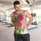 New Zealand Fantail Men Tank Top Maori Koru With Pohutukawa Flowers - Aussie Hoodie