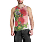 New Zealand Fantail Men Tank Top Maori Koru With Pohutukawa Flowers - Aussie Hoodie