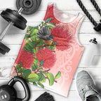 New Zealand Fantail Men Tank Top Maori Koru With Pohutukawa Flowers - Aussie Hoodie