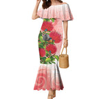 New Zealand Fantail Mermaid Dress Maori Koru With Pohutukawa Flowers - Aussie Hoodie