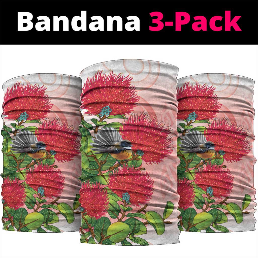 New Zealand Fantail Neck Gaiter Maori Koru With Pohutukawa Flowers - Aussie Hoodie