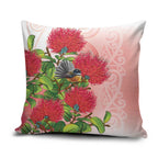 New Zealand Fantail Pillow Cover Maori Koru With Pohutukawa Flowers - Aussie Hoodie