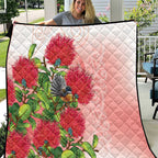 New Zealand Fantail Quilt Maori Koru With Pohutukawa Flowers - Aussie Hoodie