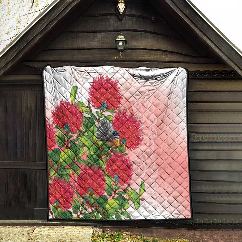 New Zealand Fantail Quilt Maori Koru With Pohutukawa Flowers - Aussie Hoodie