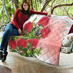 New Zealand Fantail Quilt Maori Koru With Pohutukawa Flowers - Aussie Hoodie