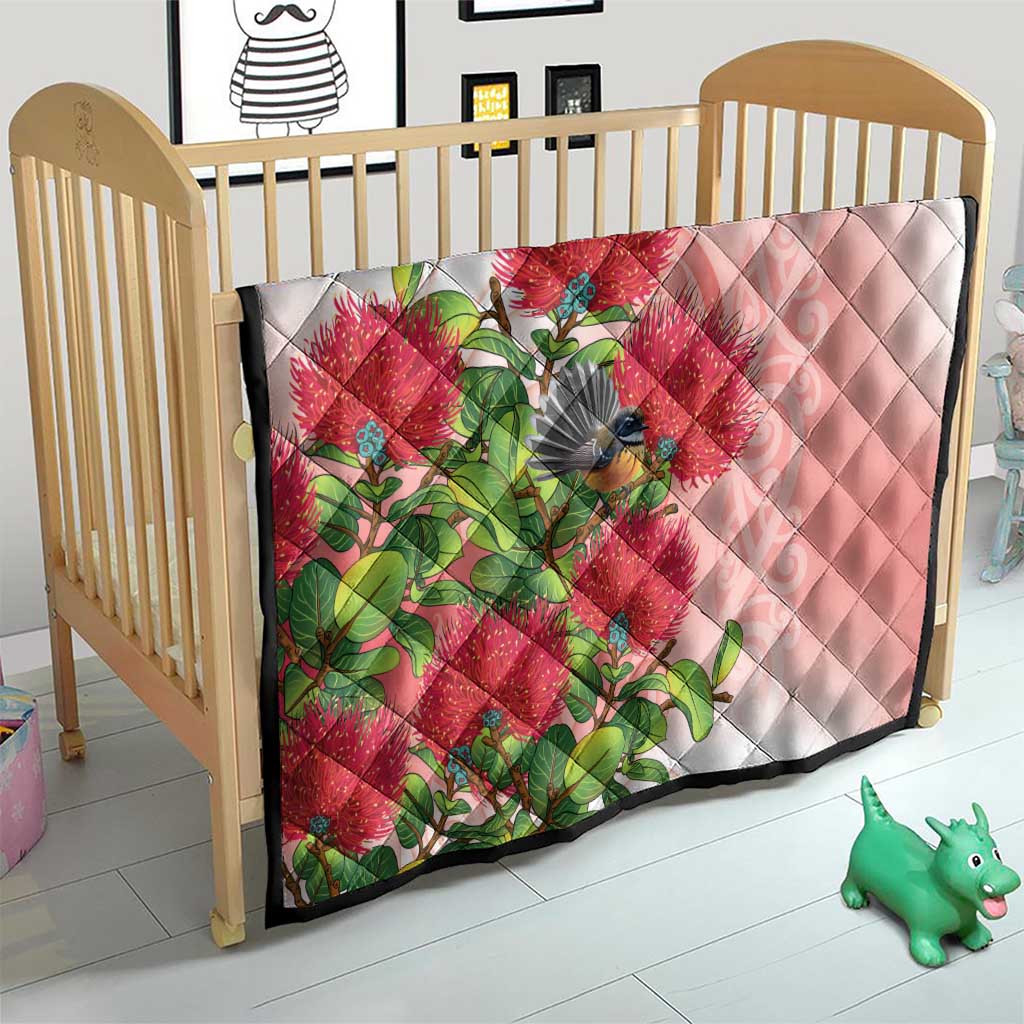 New Zealand Fantail Quilt Maori Koru With Pohutukawa Flowers - Aussie Hoodie
