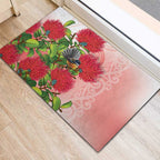 New Zealand Fantail Rubber Doormat Maori Koru With Pohutukawa Flowers - Aussie Hoodie