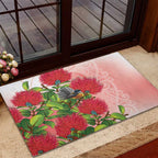 New Zealand Fantail Rubber Doormat Maori Koru With Pohutukawa Flowers - Aussie Hoodie