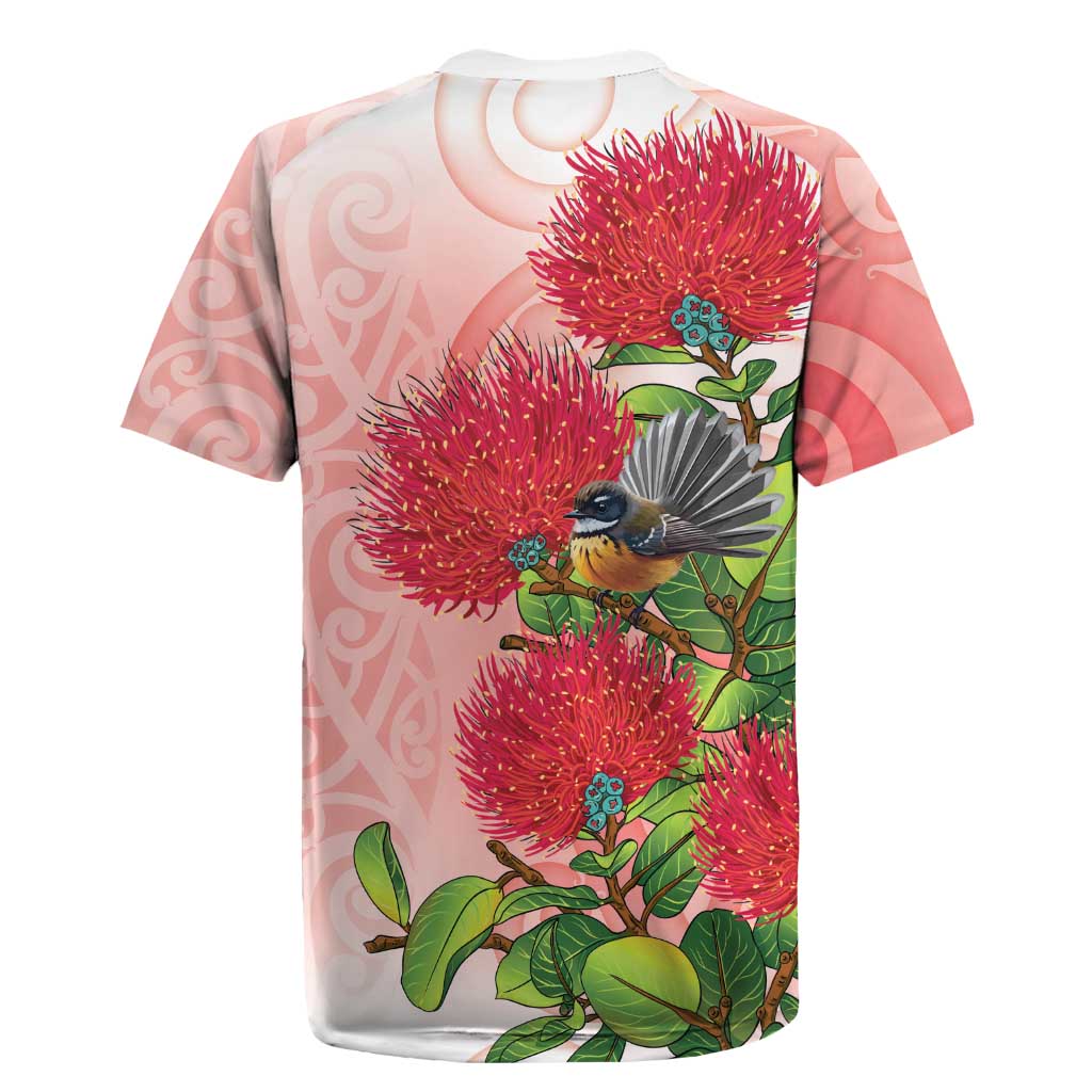 New Zealand Fantail Rugby Jersey Maori Koru With Pohutukawa Flowers - Aussie Hoodie
