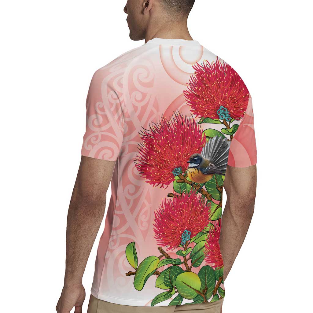 New Zealand Fantail Rugby Jersey Maori Koru With Pohutukawa Flowers - Aussie Hoodie