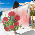 New Zealand Fantail Sarong Maori Koru With Pohutukawa Flowers - Aussie Hoodie