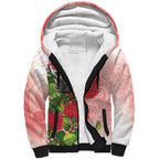 New Zealand Fantail Sherpa Hoodie Maori Koru With Pohutukawa Flowers - Aussie Hoodie