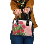 New Zealand Fantail Shoulder Handbag Maori Koru With Pohutukawa Flowers - Aussie Hoodie