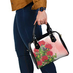 New Zealand Fantail Shoulder Handbag Maori Koru With Pohutukawa Flowers - Aussie Hoodie