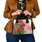 New Zealand Fantail Shoulder Handbag Maori Koru With Pohutukawa Flowers - Aussie Hoodie