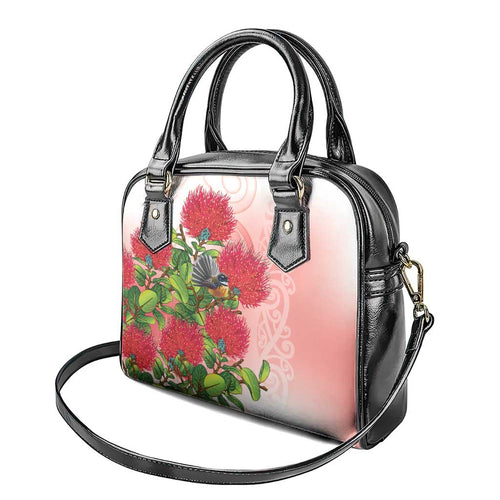 New Zealand Fantail Shoulder Handbag Maori Koru With Pohutukawa Flowers - Aussie Hoodie