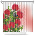 New Zealand Fantail Shower Curtain Maori Koru With Pohutukawa Flowers - Aussie Hoodie