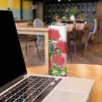 New Zealand Fantail Skinny Tumbler Maori Koru With Pohutukawa Flowers - Aussie Hoodie