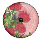 New Zealand Fantail Spare Tire Cover Maori Koru With Pohutukawa Flowers - Aussie Hoodie