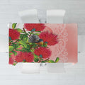 New Zealand Fantail Tablecloth Maori Koru With Pohutukawa Flowers - Aussie Hoodie