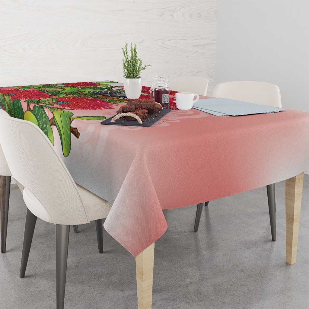 New Zealand Fantail Tablecloth Maori Koru With Pohutukawa Flowers - Aussie Hoodie