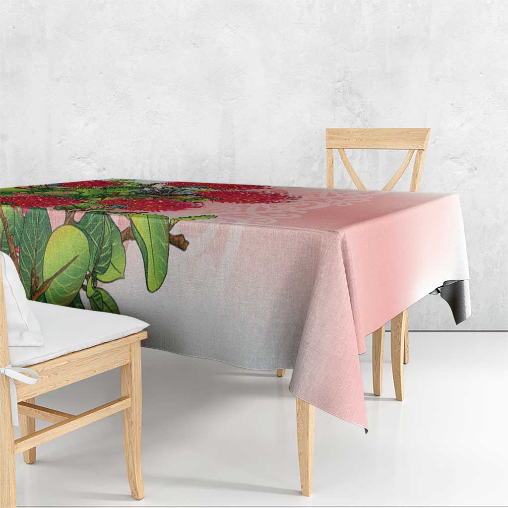 New Zealand Fantail Tablecloth Maori Koru With Pohutukawa Flowers - Aussie Hoodie