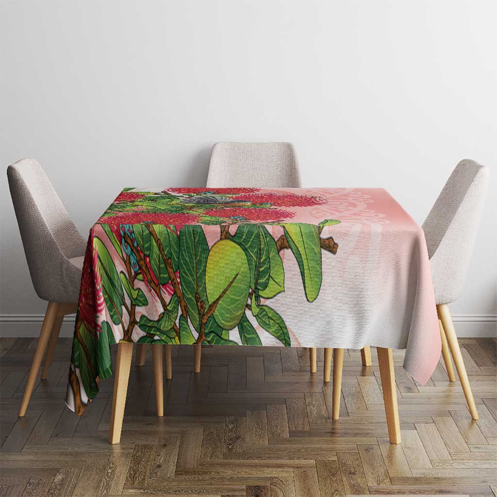 New Zealand Fantail Tablecloth Maori Koru With Pohutukawa Flowers - Aussie Hoodie