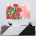 New Zealand Fantail Tapestry Maori Koru With Pohutukawa Flowers - Aussie Hoodie