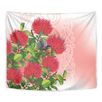 New Zealand Fantail Tapestry Maori Koru With Pohutukawa Flowers - Aussie Hoodie